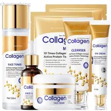 Conjunto de Cuidados com a Pele com Colágeno, 6 Peças para Mulheres Mais Velhas, Firmador da Pele, Redutor de Poros, Sua