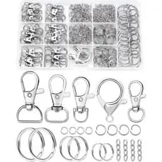 Kit de Fabricação de Chaveiros FIVEIZERO com 325 Peças - Clipe para Chaveiro com Argola, Fecho Mosquetão, Gancho Giratór
