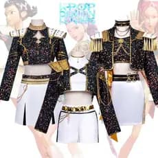 Fantasia de Cosplay de Demon Slayer K-POP Rumi Mira Zoey Grupo Feminino Anime Performance de Palco SHBV QQNY LRJR