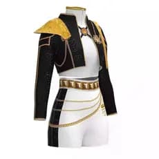 Novidades: Fantasia de Cosplay KPop Demon Hunters Rumi Zoey Mira para Adultos e Crianças, Conjunto de Jaqueta e Shorts E