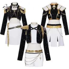 Novidades: Fantasia de Cosplay K-POP Demon Hunters Estrela Rumi Zoey, Roupa Feminina Mira, Roupas de Anime Pretas e Dour