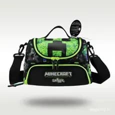Lancheira Cool Smiggle Australia para Meninos, Preta e Verde, Minecraft, Bolsa Bento Portátil Transversal NCDE 0GA2