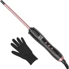 Wavytalk Modelador de Cabelo de 3/8 Polegadas para Cabelos Curtos e Longos, Barril de Cerâmica com Temperatura Ajustável