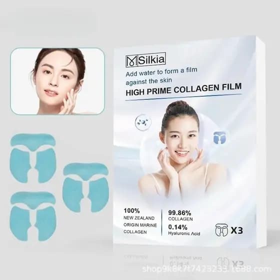 Folha de colágeno nano. Conjunto de três máscaras instantâneas de colágeno.