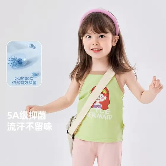 [Antibacteriano] Colete de menina Dudu bebê verão novo estilo estilingue menina moda camiseta infantil roupas de classe