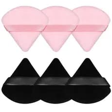Conjunto de 6 esponjas para pó Pimoys, esponja de maquiagem facial com malha macia, esponja triangular para pó, esponja