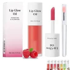 Óleo Labial Hidratante com Brilho e Cor, Brilho Labial Rosa, Tintura Labial Brilhante, Esmalte Labial Rosa Transparente,