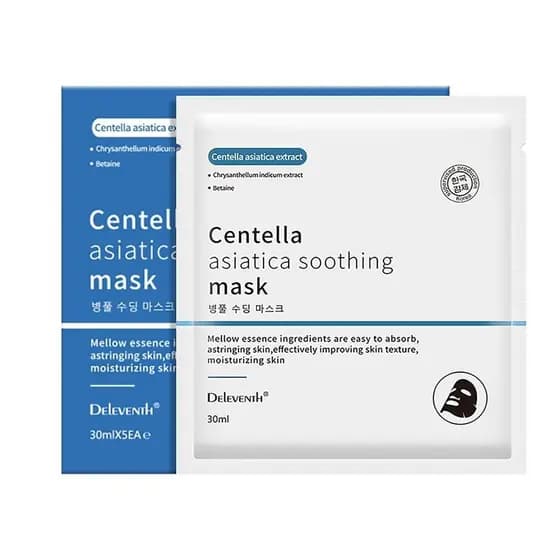 Máscara Facial Calmante de Centella Asiática da Marca Coreana 30ml × 5 unidades / Hidrata a Pele com Extratos Naturais p
