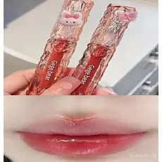 Brilho Labial Gege Bear Genérico, Acabamento Diamante Cristal, Cor de Longa Duração, Fórmula à Prova d'Água, Tonalidade