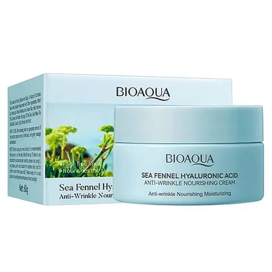 Creme Facial Hidratante e Nutritivo Anti-Rugas com Ácido Hialurônico e Funcho Marinho BIOAQUA 60g/2.11oz