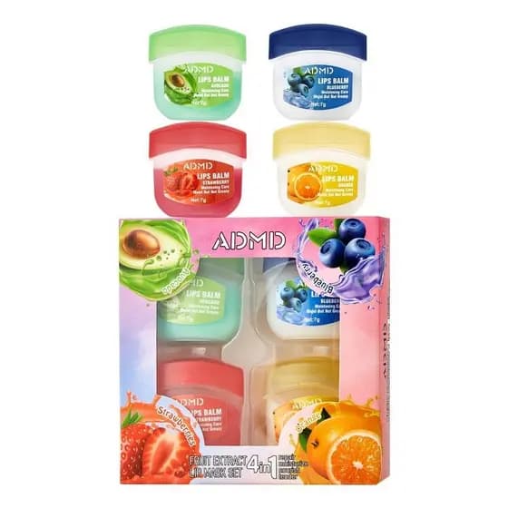 Conjunto de Bálsamos Labiais com Sabor de Frutas - Kit de Cuidado Labial Hidratante com Extratos Naturais, Fórmula Não O