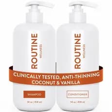 Conjunto de Shampoo e Condicionador Anti-Queda Routine Wellness 14oz para Cabelos Ralos e Queda de Cabelo - Sem Sulfato,