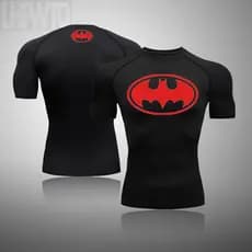 Batman Manga Curta Masculina Treino Topos Camisas Correndo T Camisa Verão Secagem Rápida Praia Collants Topo Masculino R
