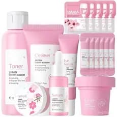 Conjunto de Cuidados Faciais Sakura para Mulheres, 17 Peças, Conjunto Hidratante para Cuidados com a Pele Inclui Creme S