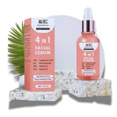 Sérum Facial 4 em 1, 10% Ácido Hialurônico, 5% Niacinamida, 30% Vitamina C, 10% Vitamina E, 1,01 onças