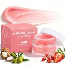 Máscara labial noturna, máscara labial noturna Very Berry, para lábios secos, bálsamo labial nutritivo com extrato veget