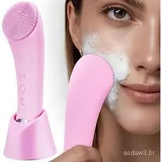 Escova de Limpeza Facial, Esfoliador Facial Vibratório Aquecido PRITECH com Massagem, Esfoliador Facial de Silicone para