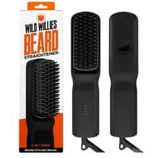 Wild Willies Beard Straightener for Men - 3 Temperature Settings, Tourmaline Ceramic Heated Beard Brush & Hot Comb - Por