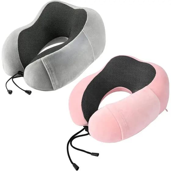 Almofada de Pescoço para Viagem - Pacote com 2, Almofada de Pescoço Macia para Viagens, Descanso, Carro, Trem e Uso Domé
