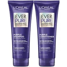 Conjunto de Shampoo e Condicionador Roxo EverPure da L'Oréal Paris, sem sulfato, adequado para cabelos loiros, descolori