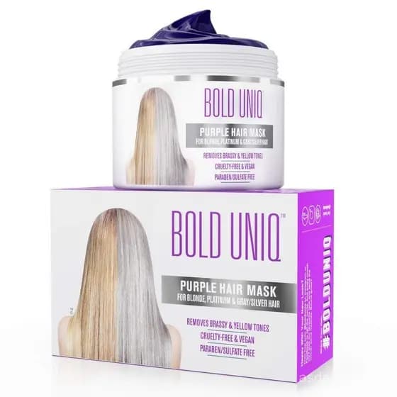 BoldUniqPurpleHairMask-TonerParaCabelosLoiros,Platinados,Descoloridos,Prateados,Cinza,Espumados&Amarelados-RemoveTonsAma