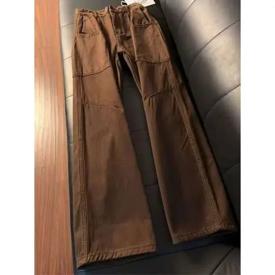 Melade café cor lavado Jeans masculino Street Wear forro de lã engrossado calças de perna reta estilo americano corte Di