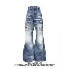 Estilo Hong Kong na moda masculina verão novo estilo 2025 carta única Jeans Hip Hop ins na moda High Street na moda rufi
