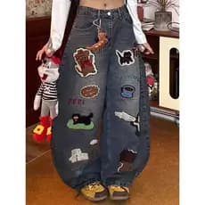 Estilo Hong Kong na moda masculina verão novo estilo 2026 carta única Jeans Hip Hop ins na moda High Street na moda rufi