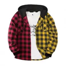2026 Nova Camisa Xadrez com Capuz, Moletom com Capuz em Flanela Francesa Bicolor