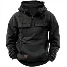 Moletom com Capuz Masculino para Outono e Inverno, Jaqueta Casual de Trabalho em Cor Sólida para Jovens.