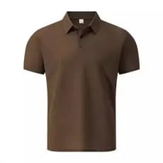 Camisa polo masculina de verão com pequeno padrão xadrez, em tecido de seda gelada, gola dobrada, manga curta, nova cami