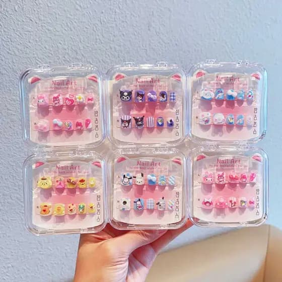Sanrio bonito crianças adesivos de unhas dos desenhos animados rosa Wearable tiras de unhas adesivo auto-adesivo acessór