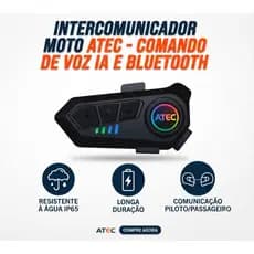 Fone de ouvido intercomunicador para moto ATEC, resistente a água, bateria de longa duração