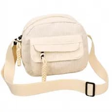 Bolsa Transversal Veludo Tiracolo Cotelê Pequena Estilo Cor:Branco