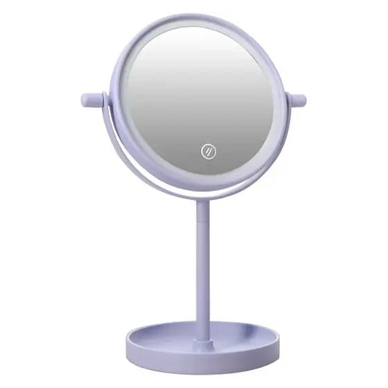 Espelho de Mesa LED Maquiagem Giratório Iluminado Lilás