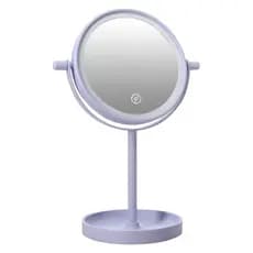 Espelho de Mesa LED Maquiagem Giratório Iluminado Lilás