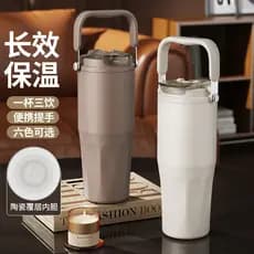 Copo térmico ao ar livre de grande capacidade, alto valor, forro cerâmico coberto interno, copo de carro, copo de café p