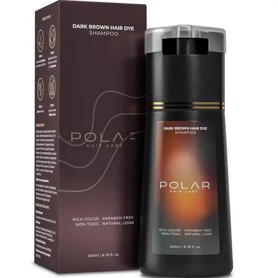PolarHaircare-Shampoo Tintura de Cabelo Castanho Escuro Unissex-Shampoo Tintura para Cabelos Brancos, Kit de Tintura de