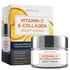 2.0 Hidratante Facial com Vitamina C e Colágeno – Hidratante Anti-Envelhecimento Noturno para Pele Irregular e Seca, Fir