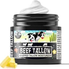 Hidratante Facial de Sebo de Carne Bovina - 100% Sebo de Carne Bovina Alimentada a Pasto para Cuidados - Loção Artesanal