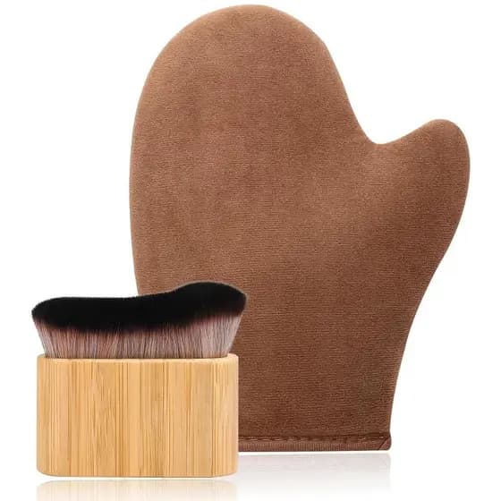 Luva de Bronzeamento 2 em 1 Sem Manchas, Luva de Bronzeamento com Forro à Prova de Vazamentos, Luva e Pincel de Bronzeam