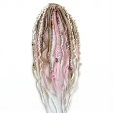 Extensão de Cabelo Trançado Sintético de 22 Polegadas com Miçangas, Estilo Boho/Dreadlock/Viking para Mulheres, com Elás