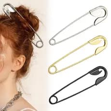 Conjunto de 3 Grampos de Cabelo Franceses de Metal para Mulheres, Grampos de Segurança para Penteados, Grampos de Cabelo