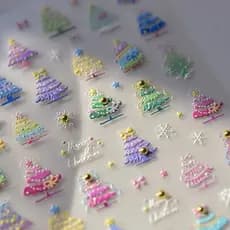 decoração de unha decoração de unha adesivo Adesivos em relevo de unhas Crystal Diamond Pearl Árvore de Natal Adesivos d