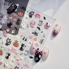 decoração de unha decoração de unha adesivo Adesivos de manicure em relevo Adesivos de unhas de estilo preto escuro pó d