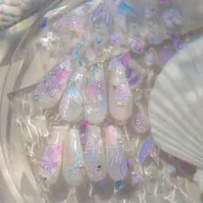 decoração de unha adesivo decoração de unha Adesivos de unhas de princesa de sereia de sonho de pérola Adesivos de unhas