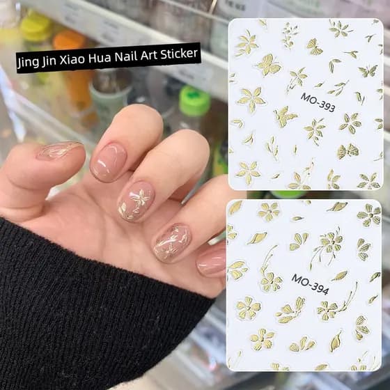 decoração de unha adesivo decoração de unha Adesivos de unhas de flores pequenas de ouro e prata Adesivos de unhas peque