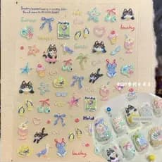 decoração de unha decoração de unha adesivo Adesivos de unhas bonitos nova saia de gatinho laço de verão concha diy padr