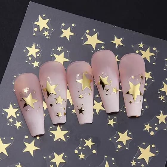 decoração de unha decoração de unha adesivo Adesivos de unhas de estrela de cinco pontas de prata dourada ins Net Red St