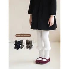meia calça infantil menina Calças para meninas Calças de algodão puro primavera-outono Crianças com leggings de renda co